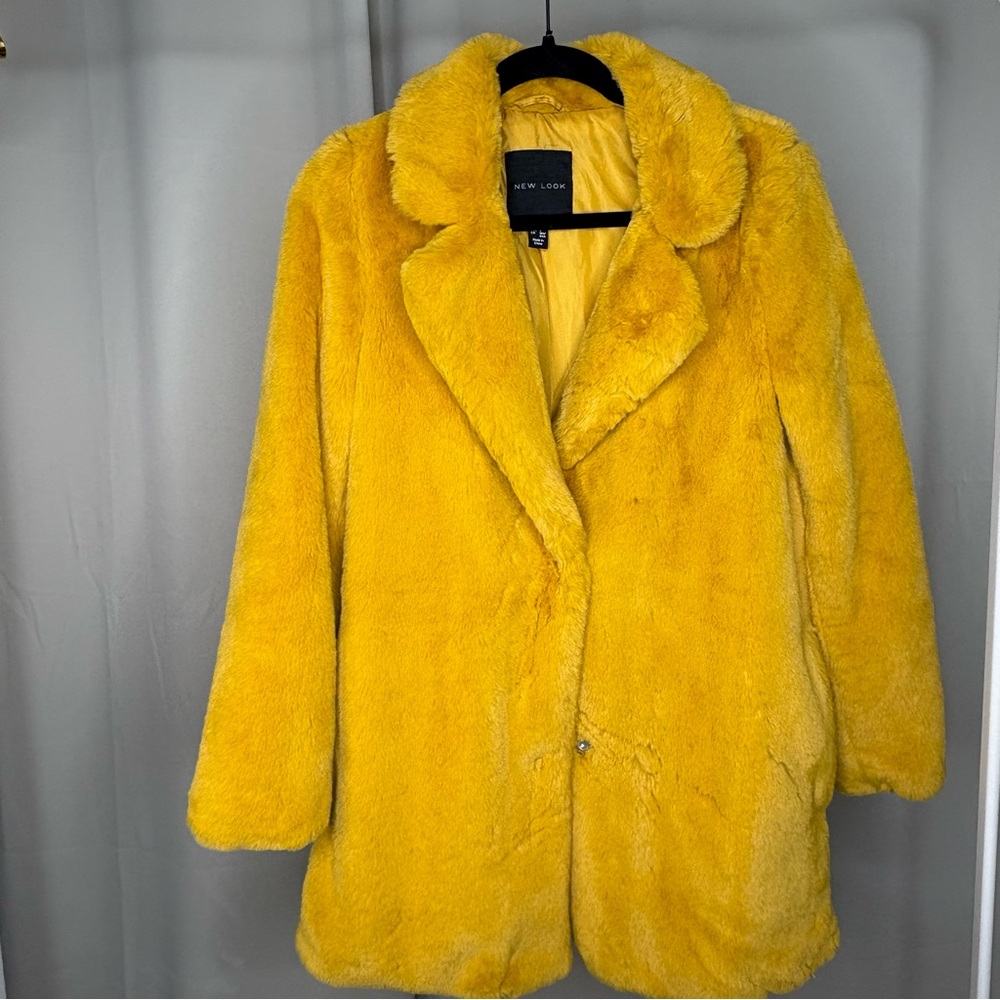 New Look Yellow Faux Fur Jacket